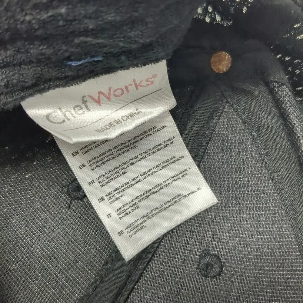 Chef Works Baseball Cap Black One Size Mesh Side Buttons for Face Mask Strapback